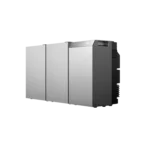 Thumbnail of  Drie zilverkleurige EcoFlow STREAM-thuissystemen met digitale display tegen een zwarte achtergrond.