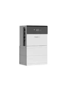 Wit modulair Pylontech 15 kWh thuisbatterij systeem met H3X-5K omvormer en digitaal display.